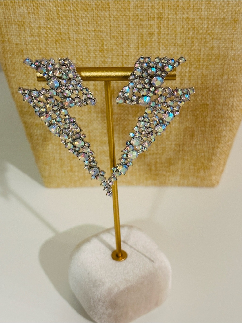 Fashion Jewelry Iridescent Crystal Lightning Bolt Earrings